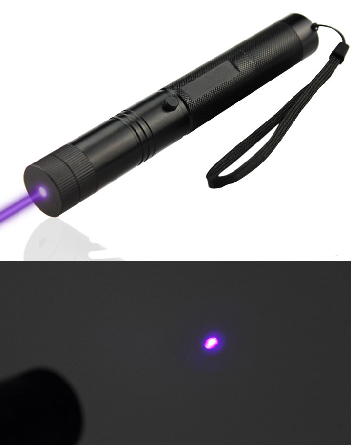 Puntero láser violeta barato 405nm 100mW con batería